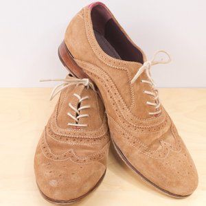 Ted Baker Men's Shoe Suede Oalvinn Oxford Sz 9 Perforated Wingtip Brogue